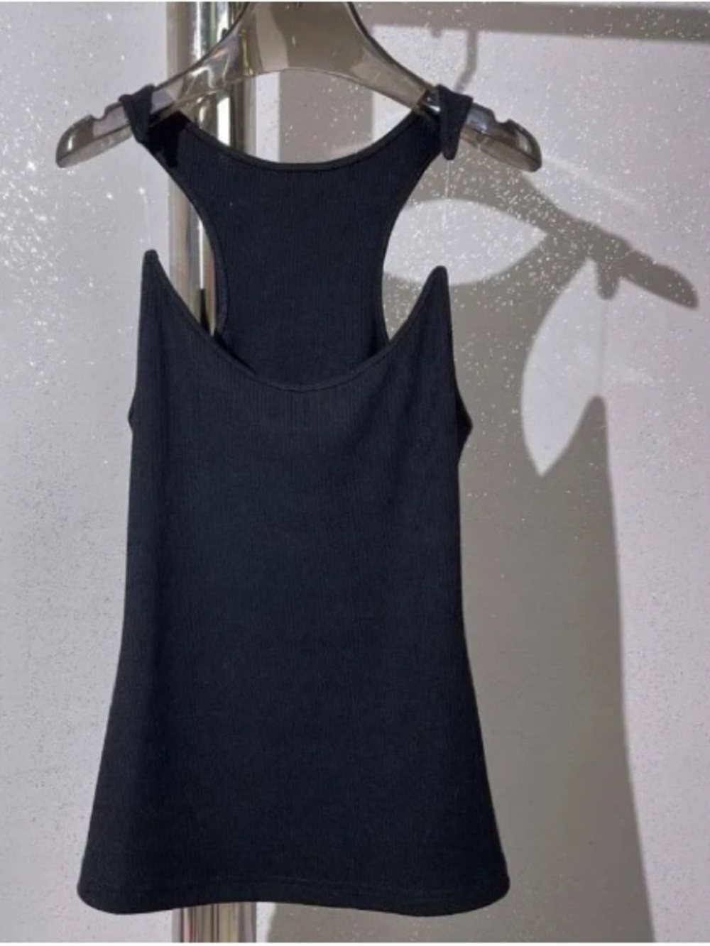 Y/Project Black Ribbed Tank with Racerback Detail